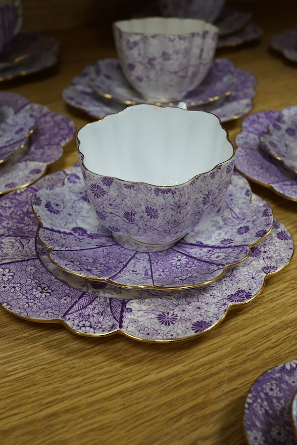 A Victorian Wileman Foley (early Shelley) part teaset. Condition - fair